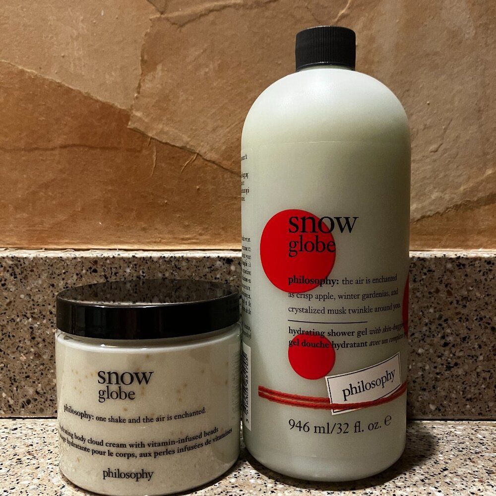 Philosophy Jumbo Snow Globe Bath and Shower Gel and Jumbo Cloud Creme!! NEW
